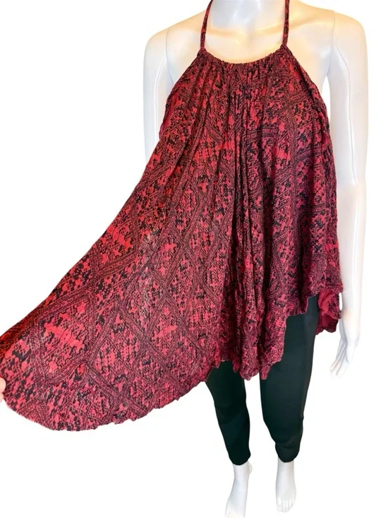 NWT Free People Double Dutch Flowy Halter Tank XS Oversized Handkerchief Hem - Picture 7 of 13